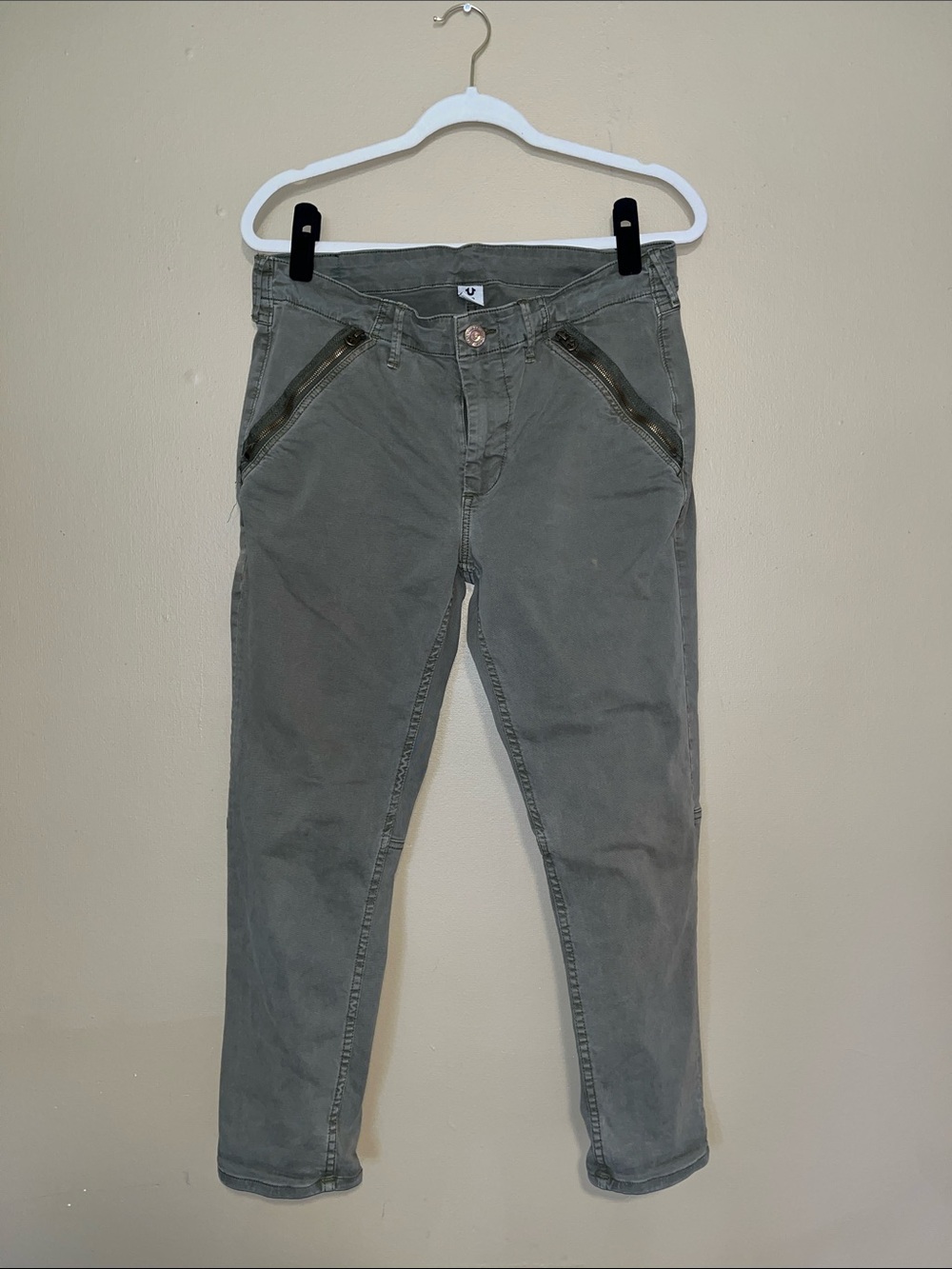 True Religion Green/Gray Zip Pocket Jeans